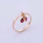 Ruby and diamond yellow gold charm ring